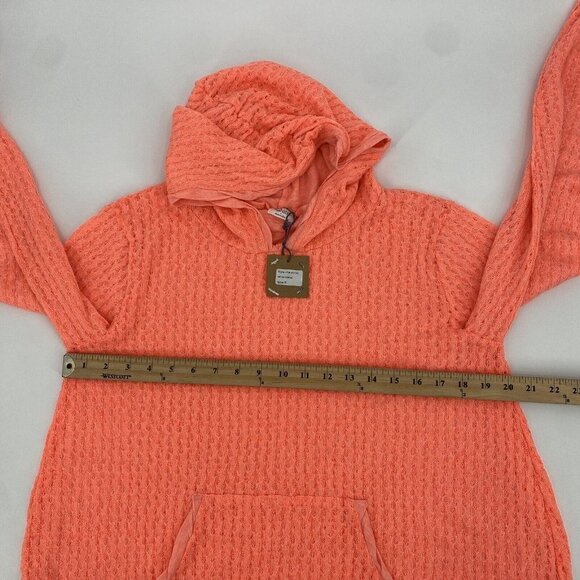 Hello Nite Size Small Coral Hoodie Waffle Knit Sweater Oversized NWT - Picture 9 of 10